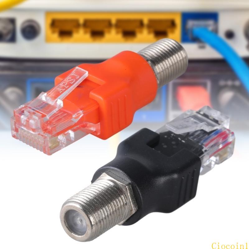 1pc rf till  rj45 omvandlare adapter f-typ kontakter rf hona till  rj45 hane koaxial koaxial pipa kopplingsadapter