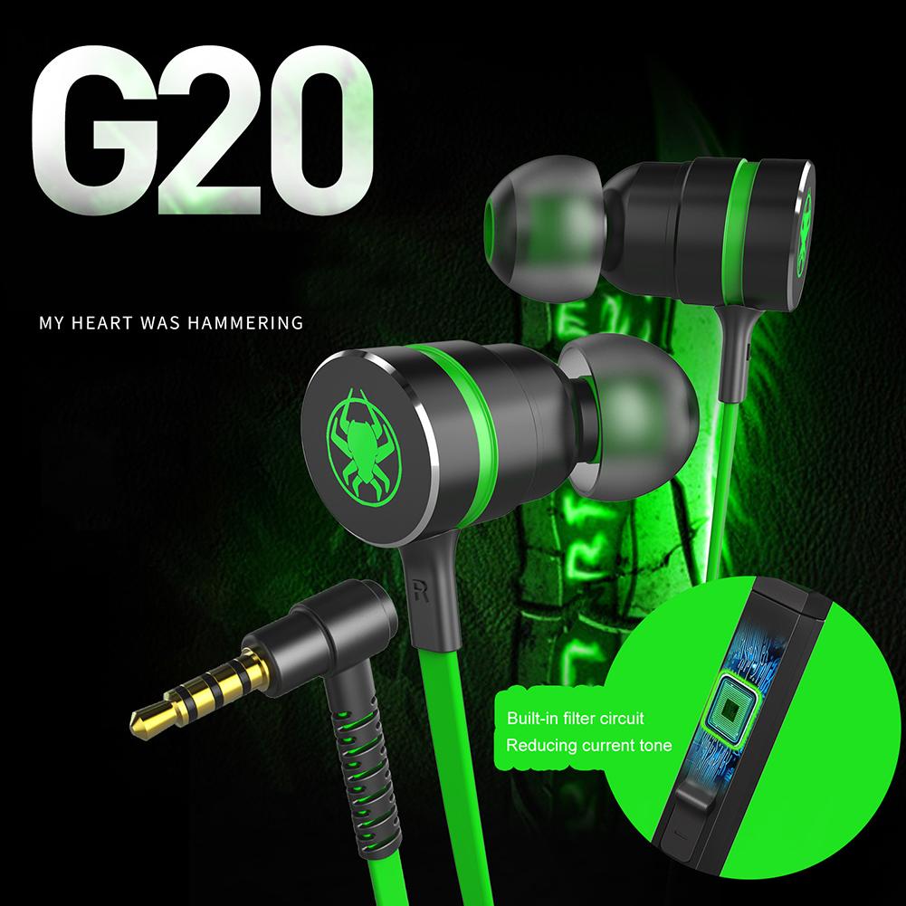 G20 Bass Hammerhead Gaming Earbuds Earpiece Stereo Wired Magnetic Earphone With Mic For Phone PC MP3