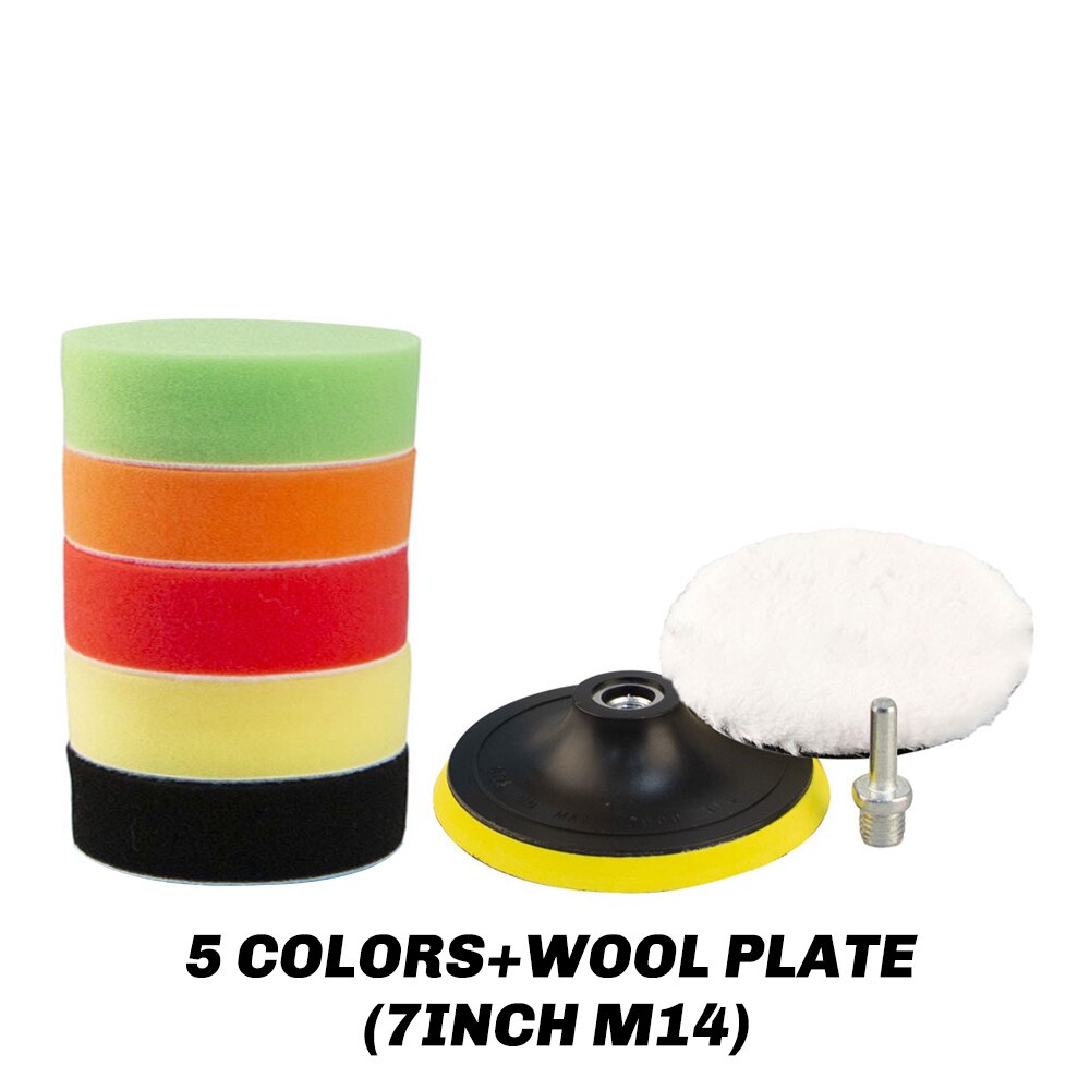 Almohadilla de esponja de pulido 10 Uds. 3 ''5'' 6 ''7'' Kit de herramientas de mano pulido circular compuesto para pulidor de coche: 8pcs 7inch M14