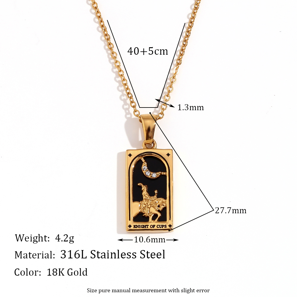 MamacitaSlay en Populry colgante Rectangular amantes de la emperatriz mago Tarot collar de acero inoxidable impermeable para mujeres: Rojo óxido