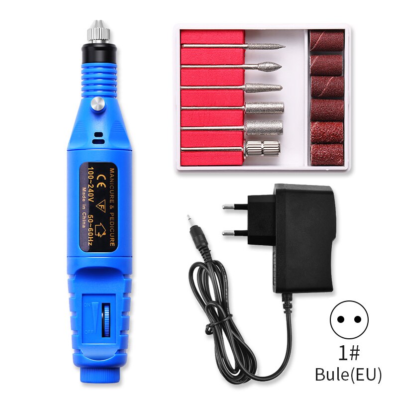 Kit de perceuse à ongles électrique professionnelle, Machine à poncer, polissage et meulage, stylo pour Nail Art, lime et pédicure, outil pour Nail Art, 1 Kit: 1