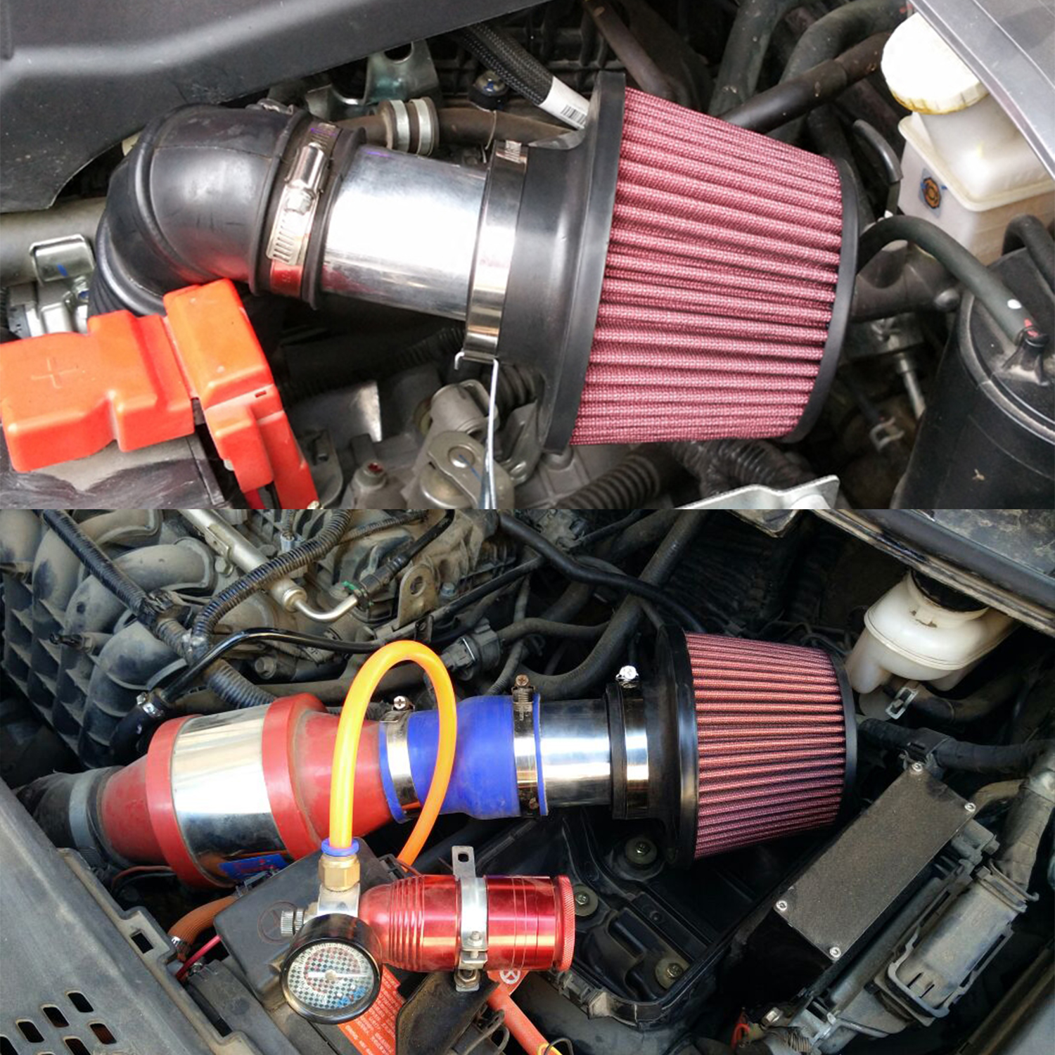 Tubo de aluminio de admisión de aire frío de Snorkel, conducto de admisión duradero convexo, sistemas de refrigeración, manguera múltiple, accesorios Turbo de 76MM