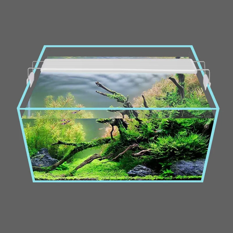 Aquarium Led Licht Super Slank Aquarium Waterplant Kweekverlichting Waterdichte Felle Clip Lamp Blauw Led 18-60Cm Voor Planten
