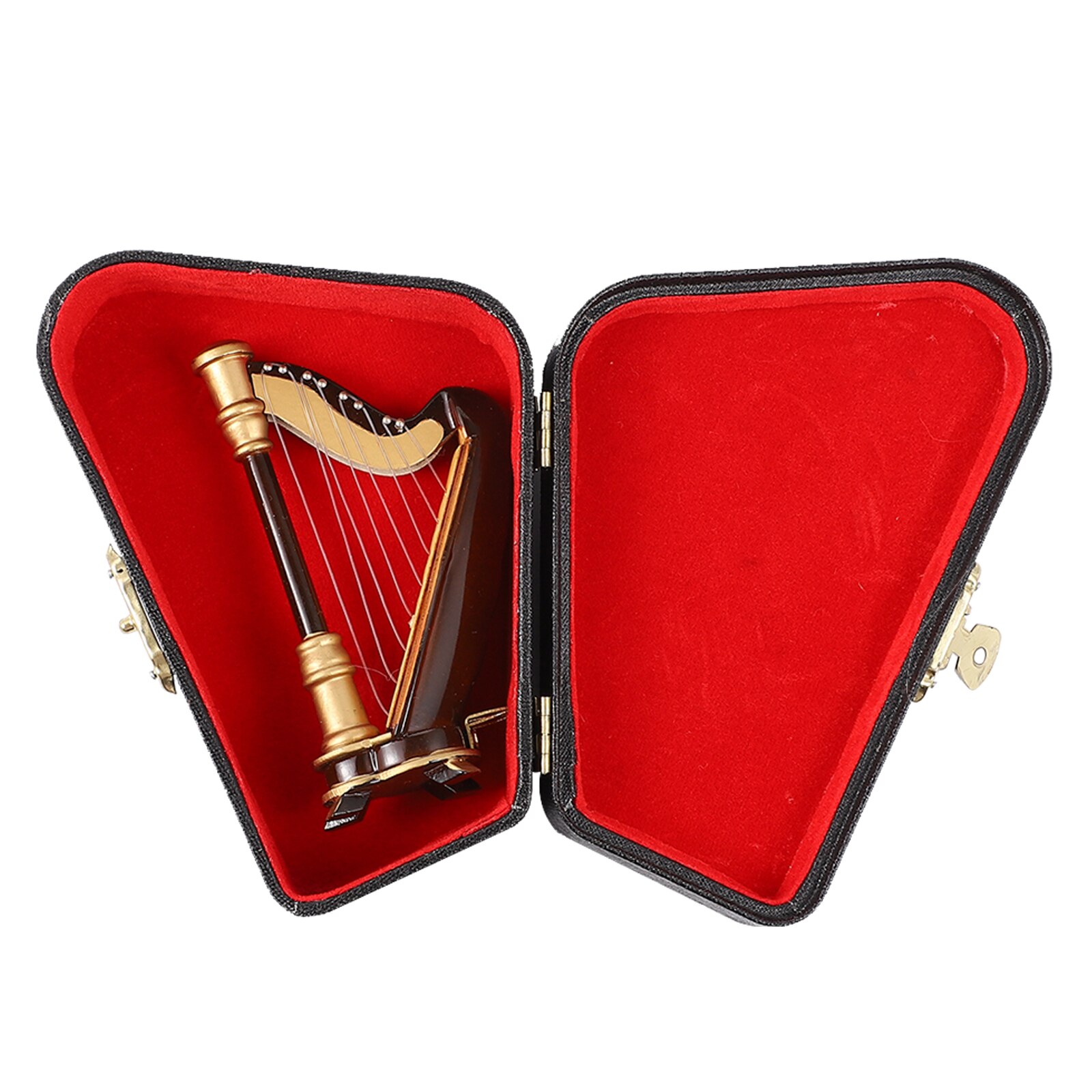 Arpa in miniatura in legno con custodia Mini strumento musicale ornamento in miniatura: Default Title