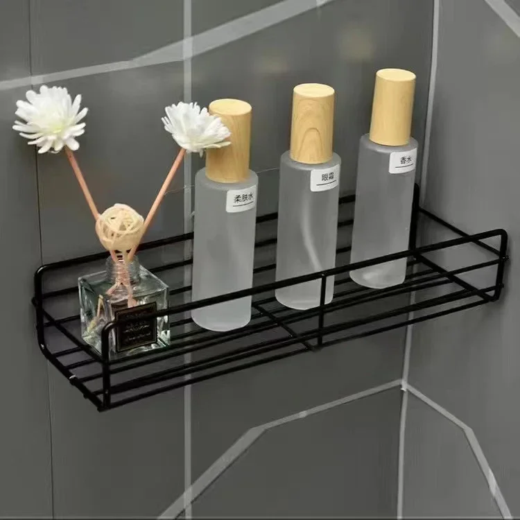 Montado na parede do banheiro prateleira de canto armazenamento ferro chuveiro dreno cesta cosméticos rack shampoo titular organizador do banheiro prateleiras parede: Verde claro