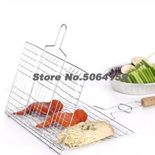 Tragbare BBQ Grillen Korb Edelstahl Antihaft Grill Grill Korb Werkzeuge Grill Mesh für Fisch Hamburger Klapp