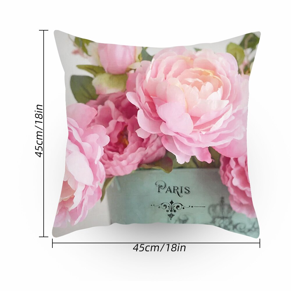 45 x 45cm 1 blomst farverig sofa pudebetræk pink pudebetræk pudebetræk hjemme sovesofa stol dekoration 17.72x 17.72 tommer: Jeg