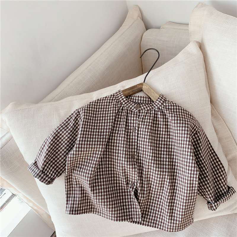 Chemise à manches longues à carreaux pour filles, produits d'automne pour enfants, style coréen