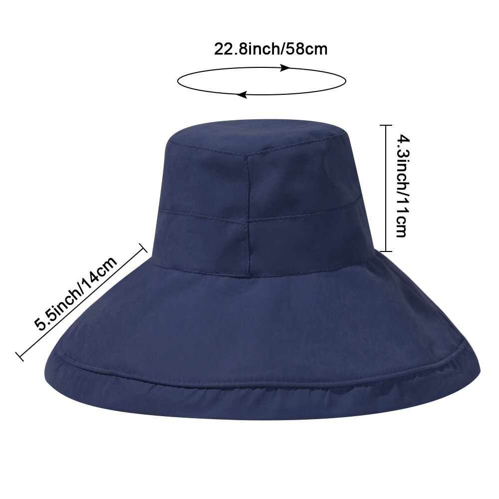 Women Bucket Hat Foldable Portable Outdoor Anti-UV Beach Sun Hat Big Visors With Windproof Rope Spring Summer Fisherman Cap