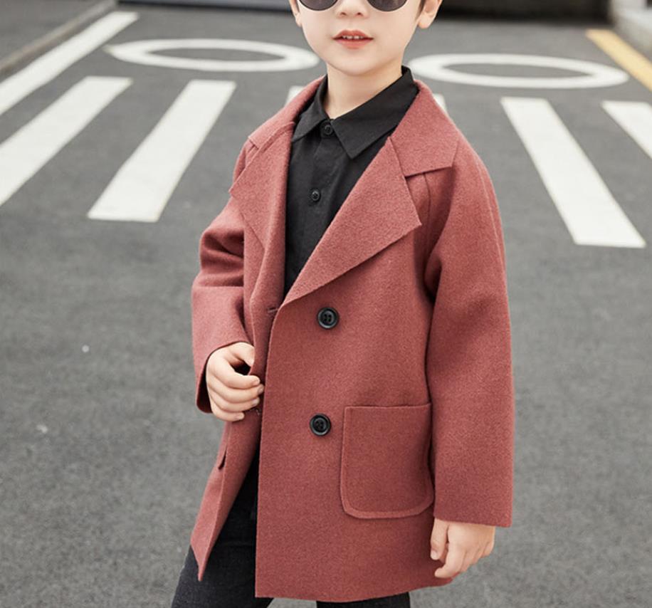 Winter Jassen Jongens Effen Wollen Double-Breasted Baby Jongen Revers 1 2 3 4 5 Y Kinderen Bovenkleding Jassen wollen Jas Voor Jongens