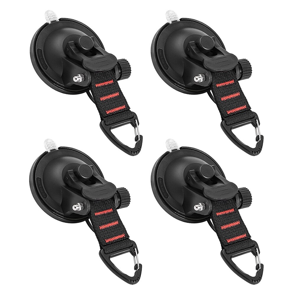 Car Organizer Rear Racks Car Accessory Car Suction Cup Anchor with Triangle Securing Hook Tie Down for Camping Tarp: 4Pcs