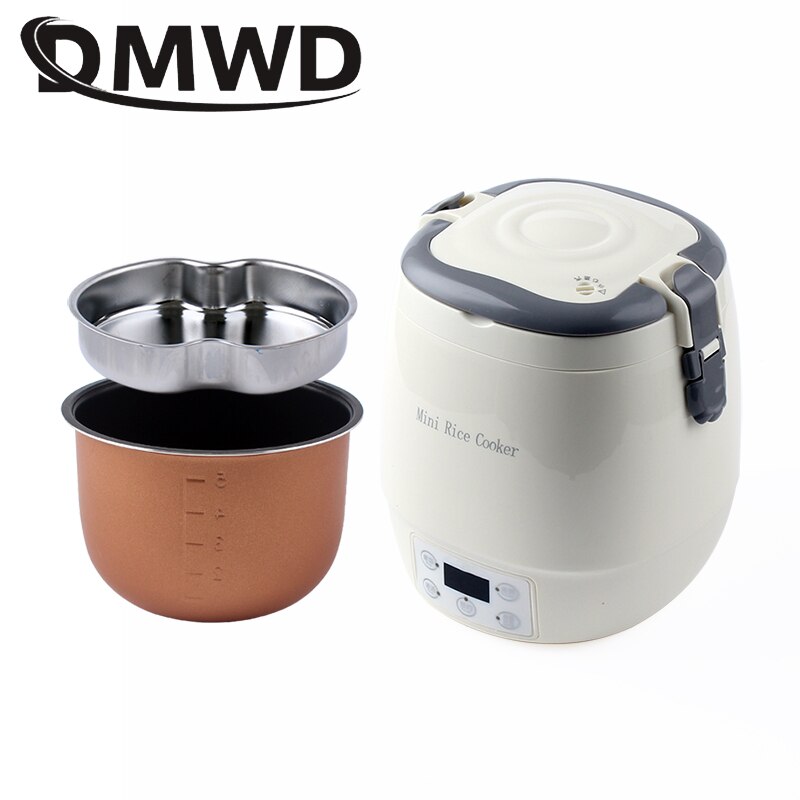 DMWD-Mini olla arrocera eléctrica para uso en coche, vaporera de alimentos, huevos, sopa, gachas, máquina de cocina, fiambrera con calefacción, 1.6L, 12V, 24V