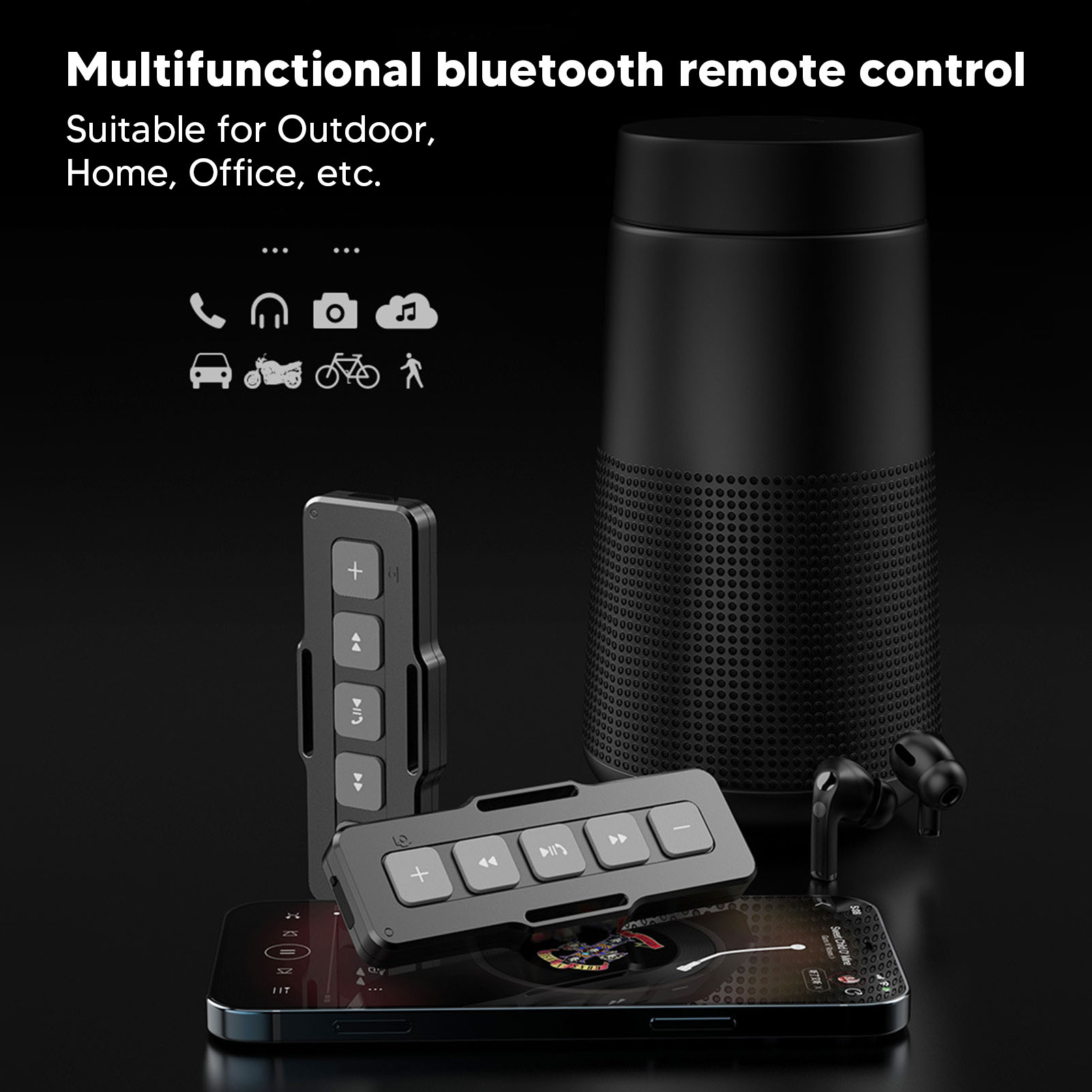 Bluetooth 5.0 Remote Control Wearable IPX4 Waterproof Easy Touch Smartphone Controller for Most Phones Bluetooth Remote Control