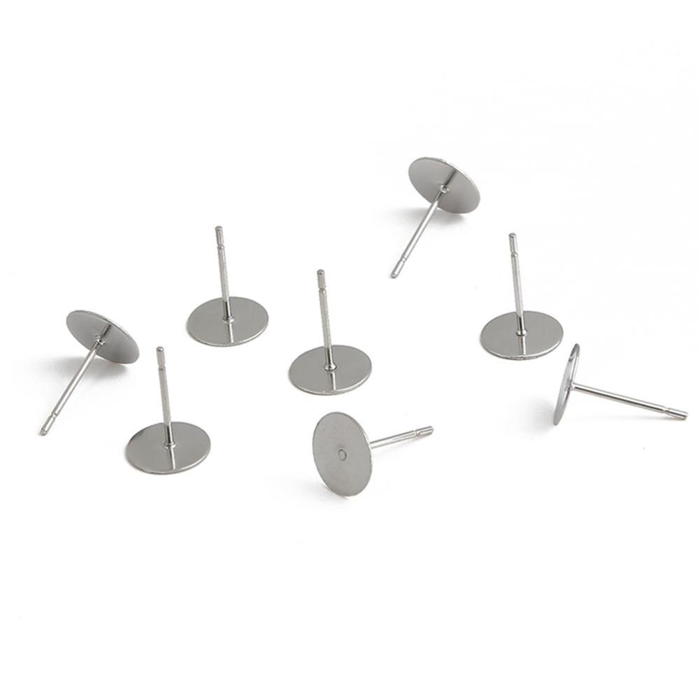 100/200pcs Stainless Steel Blank Earring Stud Base Pins Earrings Earplug For DIY Jewelry Making Accessories Supplie: 8x12mm 100pcs