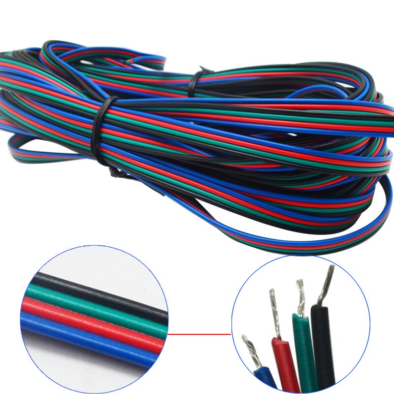 1 M-50 M 4 Pin Connector 4 Draad Rgb Elektrische Kabel Verlengsnoer Voor Rgb 3528 5050 Led strip Verlichting