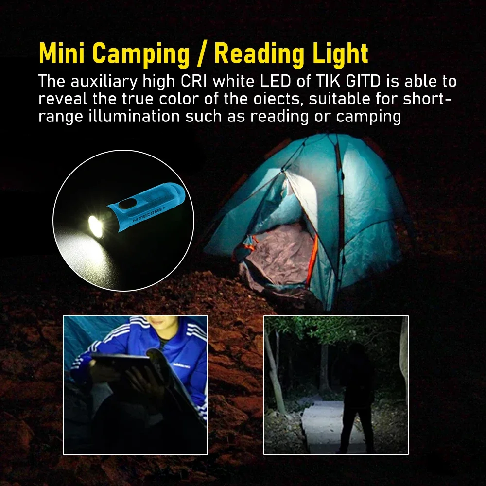 Original nitecore tiki gitd lanterna chaveiro luz mini luz noturna edc lanterna tocha luz de trabalho bolso tocha luminosa