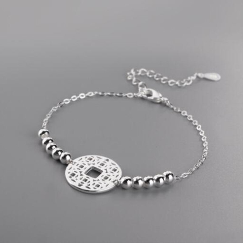 Creatieve Klassieke Prachtige Mode 925 Sterling Zilveren Sieraden Vrouwelijke Coin Bead Bal Temperament Armbanden SB133