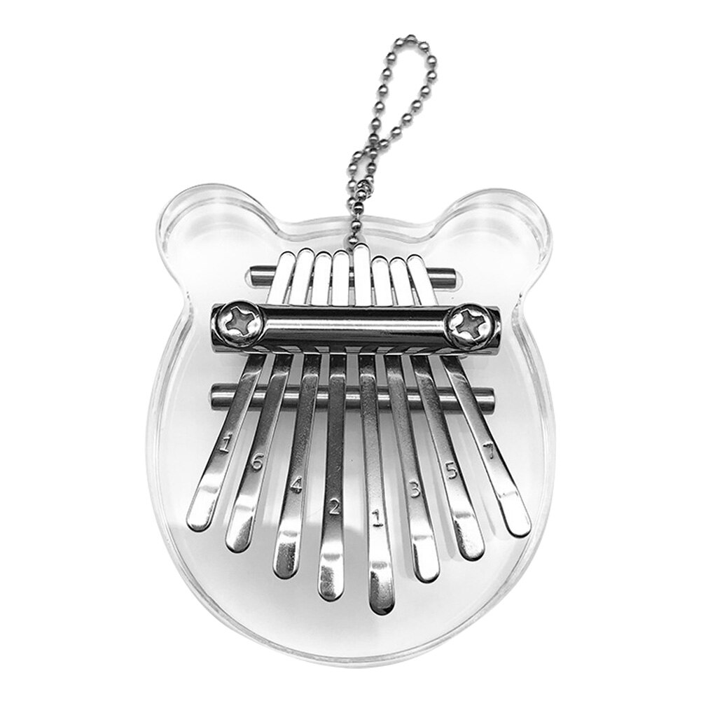 Mini Piano de pulgar de 8 teclas, instrumento Musical de Marimba, dedo de África, colgante,: Color luz de luna plateada