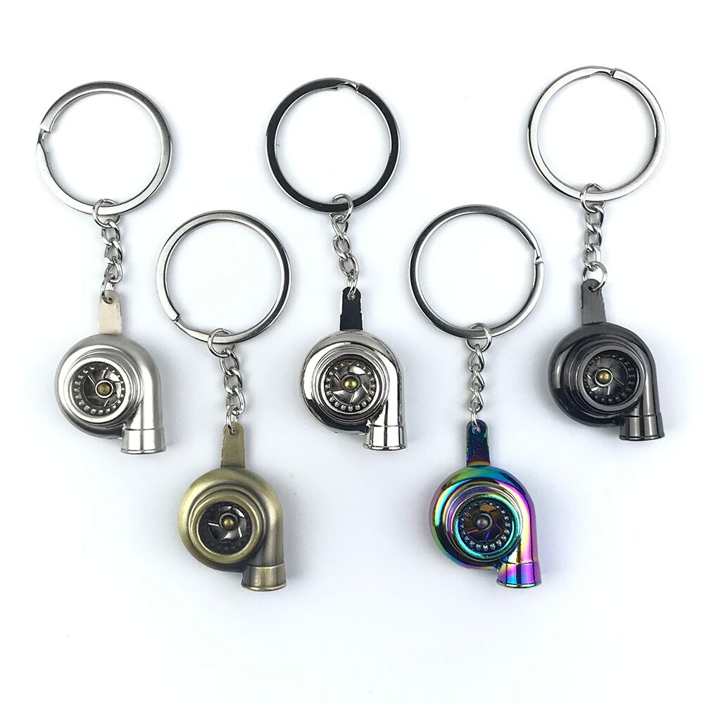 Whistle Sound Turbo Keychain Sleeve Bearing Spinning Auto Part Model Turbine Turbocharger Key Chain Ring Keyfob Keyring