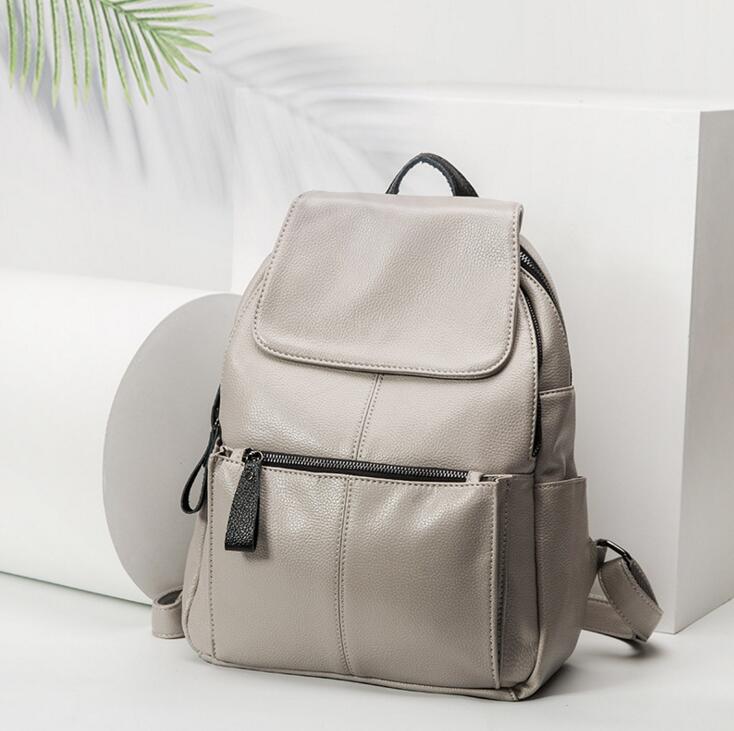 071017 vrouwen mode PU leer rugzak: Light Grey