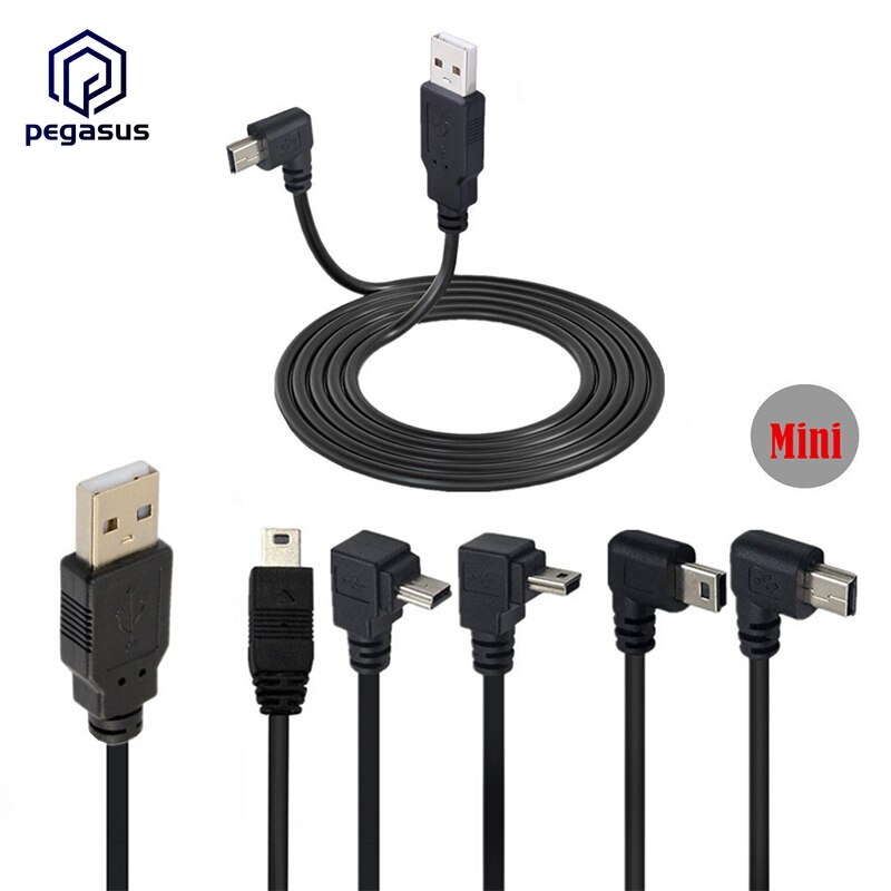 USB MINI 5Pin 5P 90° angle Male to USB 2.0 A Male Plug Data Cable 0.25m 1.5m 3m