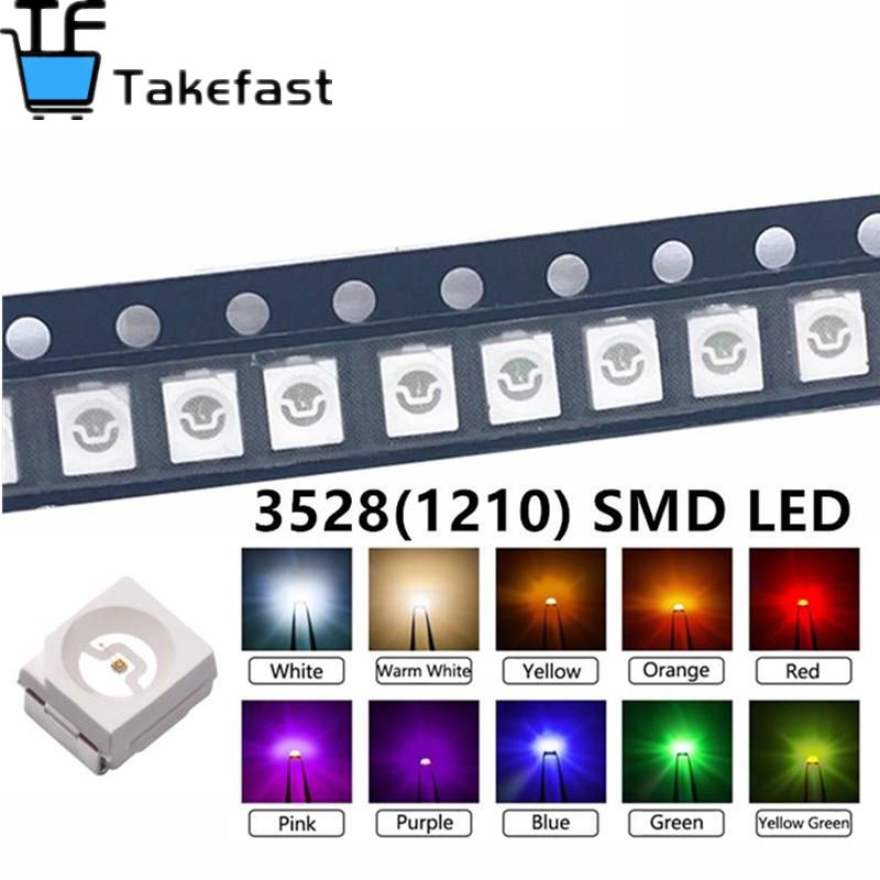 100 stück/lot smd-led-dioden, 3528 x 1210 dioden-smd-led-dioden-kit, grün, rot, warmweiß, eisblau, gelb, pink, lila-uv, orange, rgb