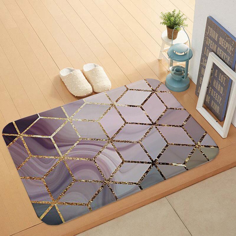Casa jardim de mármore geométrico anti-skid esteira da porta da cozinha piso banheiro tapete cozinha poliéster à prova dwaterproof água: 60cmx40cm / geometric marble 04