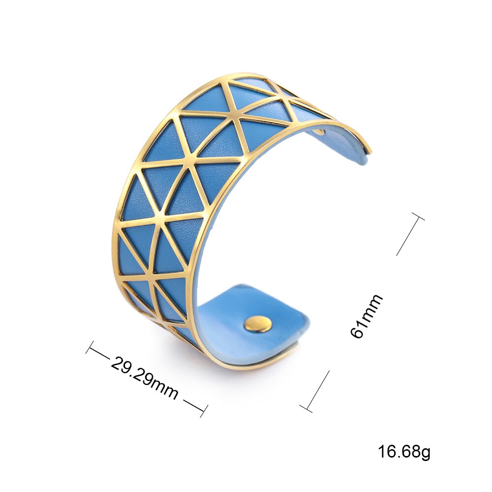 Teamer, pulsera hueca de cuero de PU, brazalete de Georgette, joyería india, Manchette para mujer , bisutería de muñeca para hombres: 4