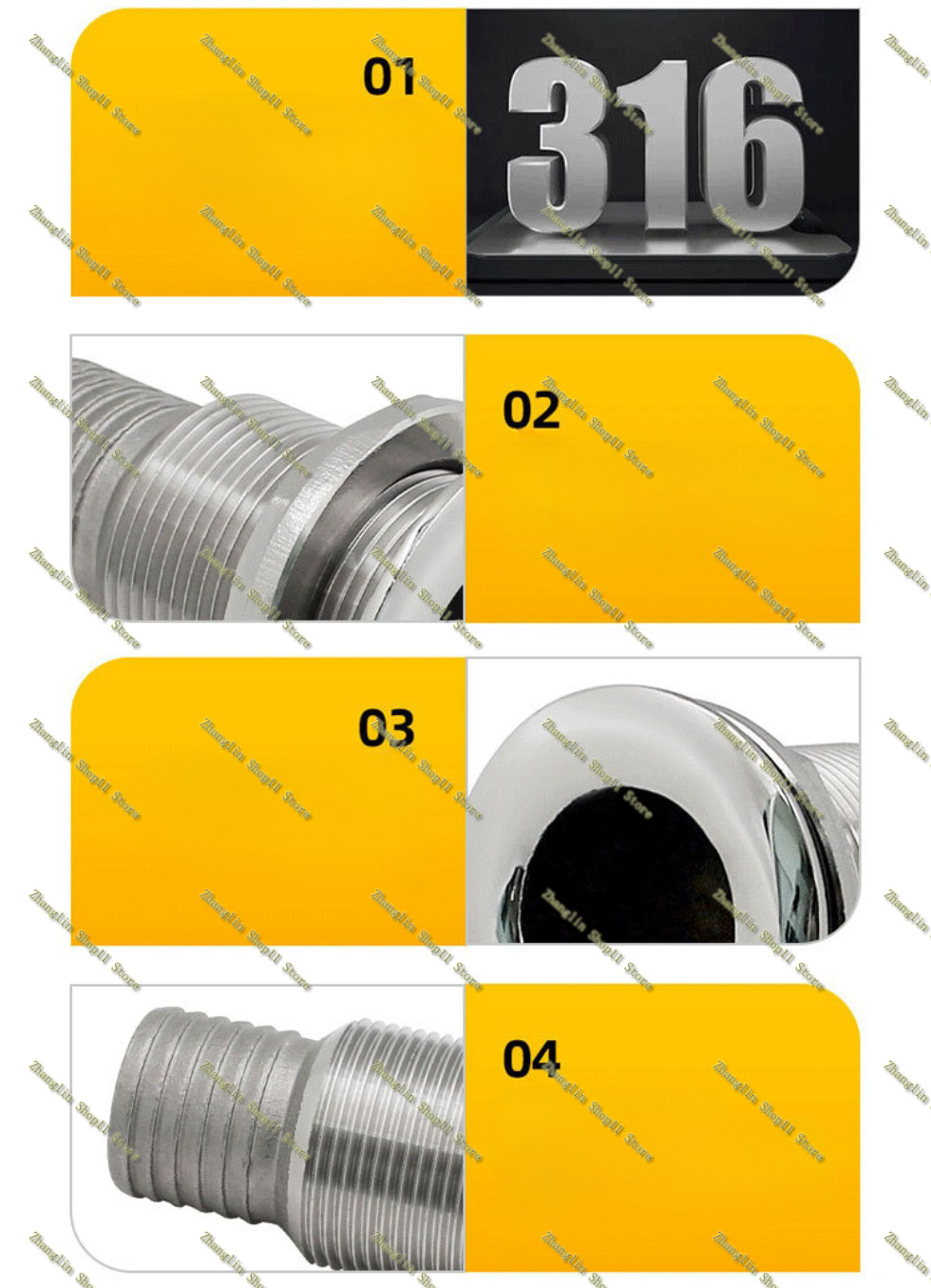 Marine Drain Hull Right Angle Water Outlet Sewage Port Marine 316 Stainless Steel Boat Accessories