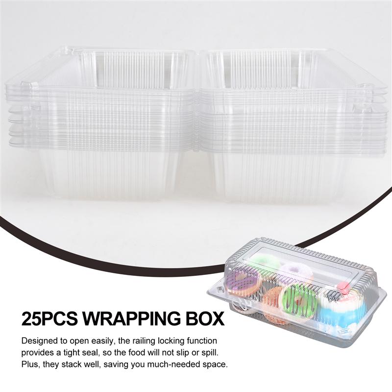 25pcs Disposable Dessert Packing Boxes Cake Boxes Transparent Dessert Packaging Box Cake Dessert Packing Box Baked Pastry Box