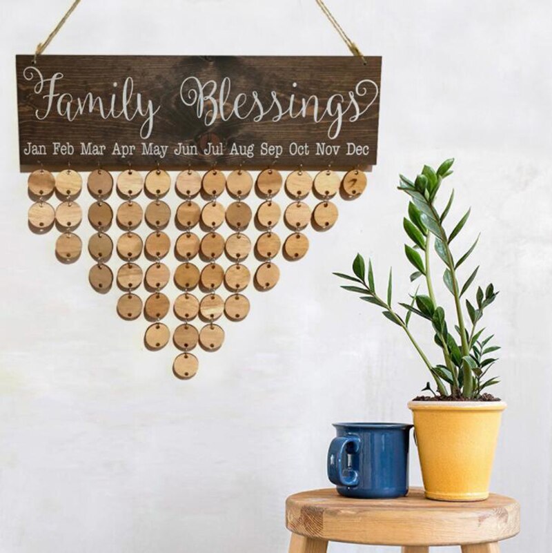 bricolage familles amis tenture murale calendriers décor anniversaire imprimé en bois calendrier maison suspendus décor bois calendrier