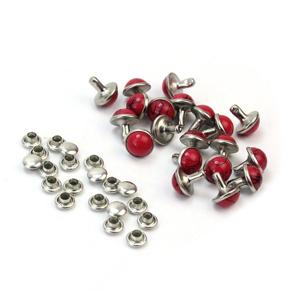 20Pcs Red Resin Stud Metal Punk Klinknagels Voor Schoenen Tassen Kleding Decor Diy Leathercraft Naaien Leveringen Diy Studs