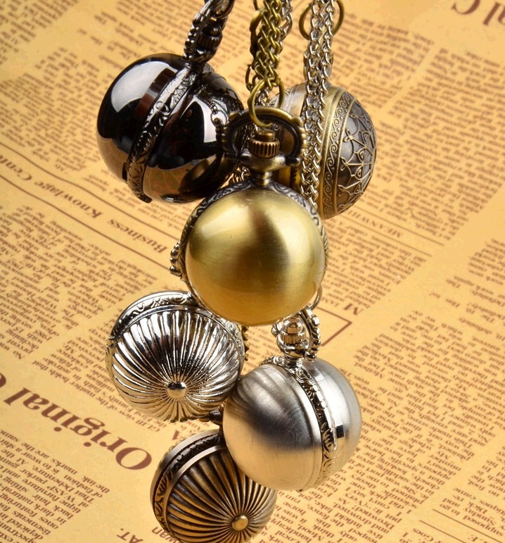 12 st/lot vintage steampunk stil retro boll fickur halsband lågt pris