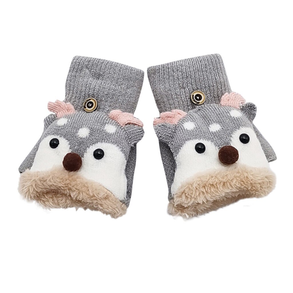 25#  kinder winter kerst handschoenen halve vinger gewei converteerbare flip top handschoenen zonder vingers handschoenen
