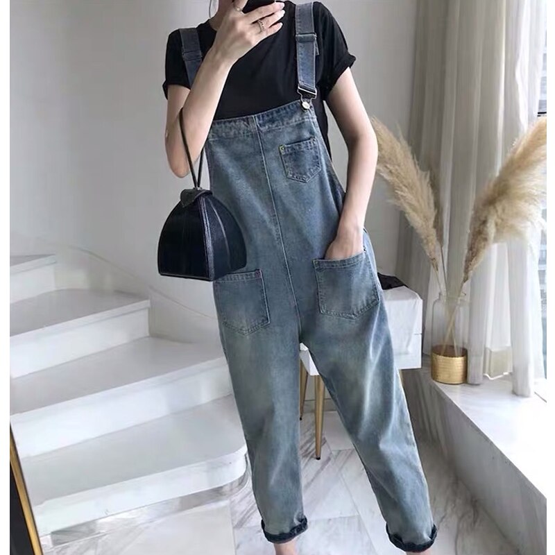 Sommer gravide todelt tøjsæt plus size strop jeans+t-shirt jakkesæt vintage gravide kvinder jumpsuits twinset