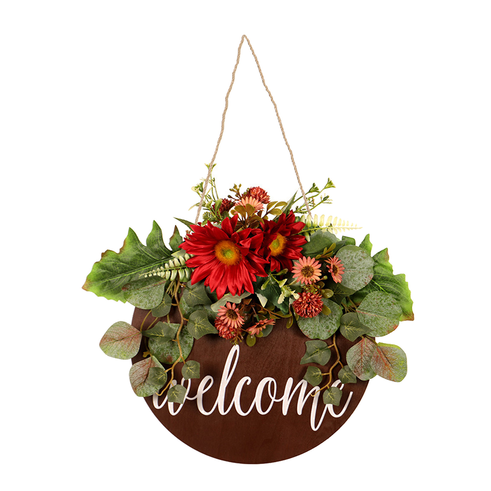Wooden Farmhouse Welcome Front Door Sign Garland Christmas Easter Porch Spring Decoration
