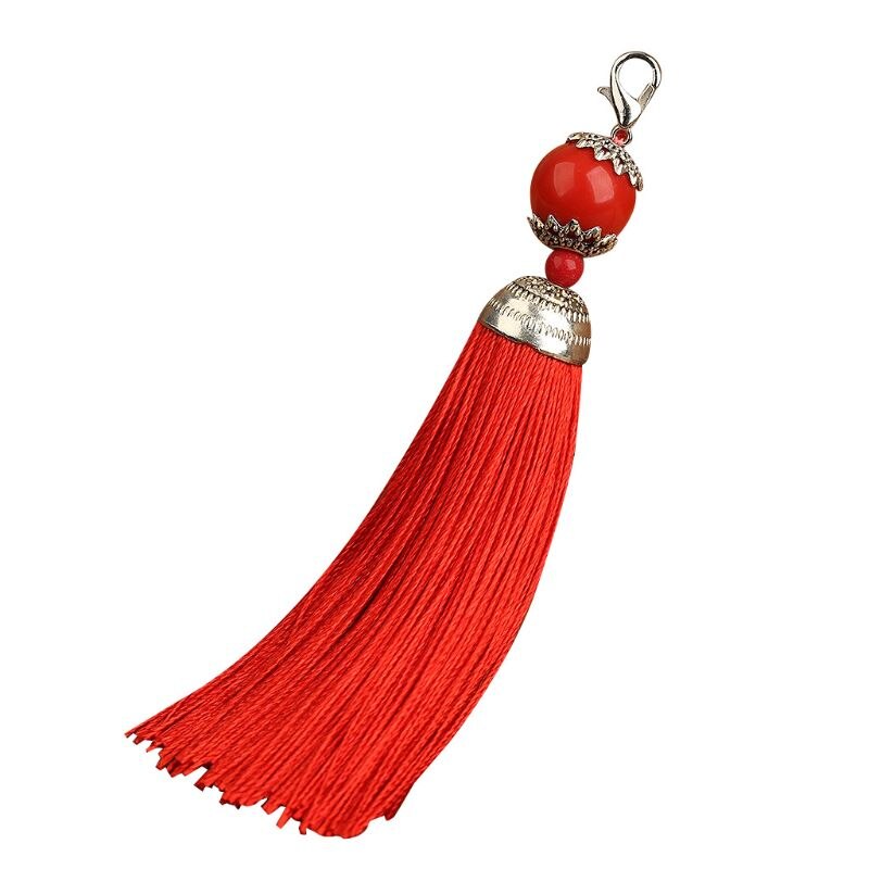 Handgjorda buddha pärldisk dekoration polyester tofsar med hängande ring siden  r9jf: 3