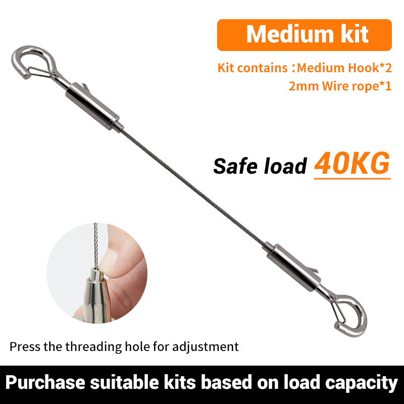 Adjustable Automatic Wire Rope Spring Hook Clothesline Picture Hanging Solution System Suspension Code Stainless Steel Cable: Silver / 50m