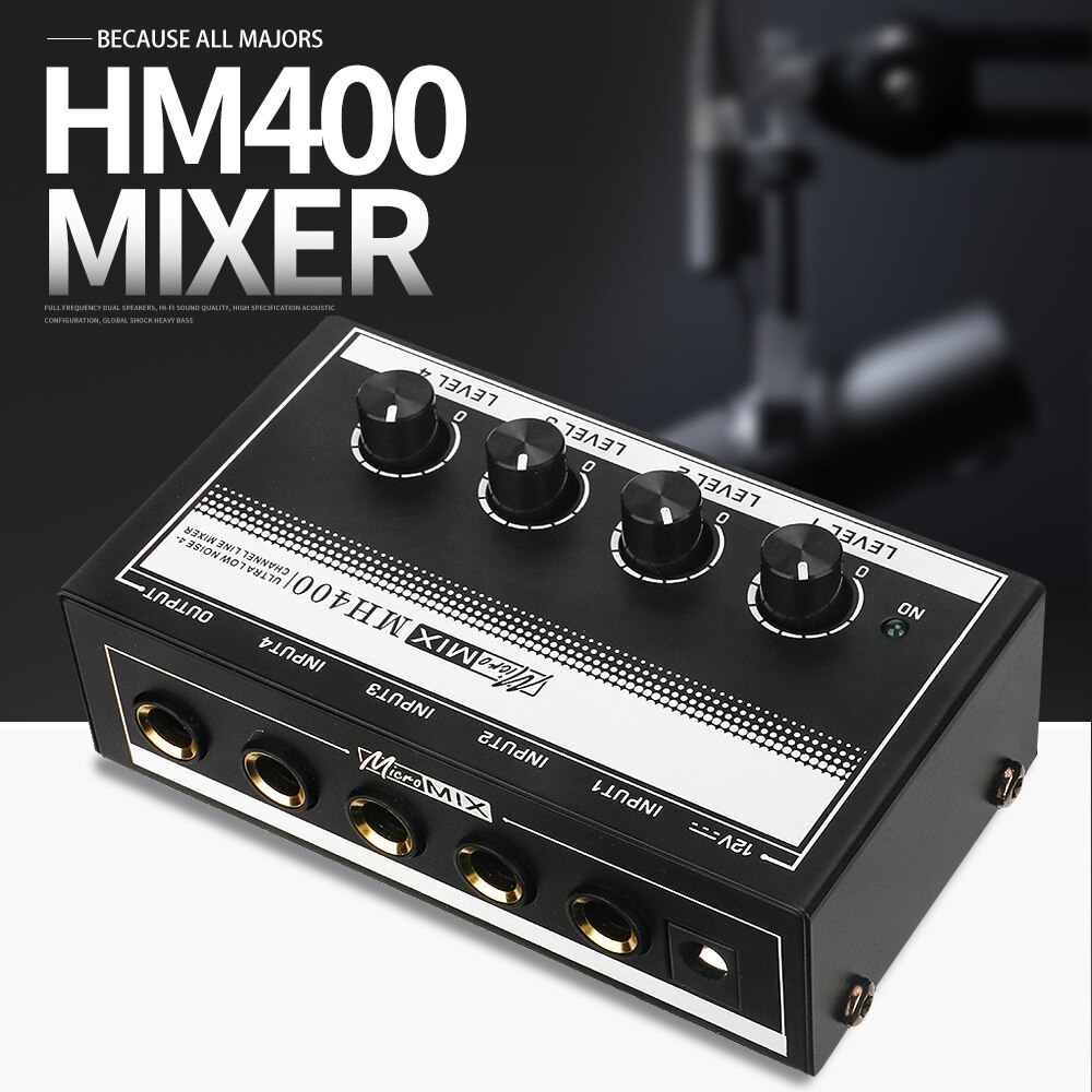 MH400 4 Channel Sound Mixer Ultra Low-Noise Audio Sound Mixer Amplifier for Keyboards,Mixer,Musical Instruments