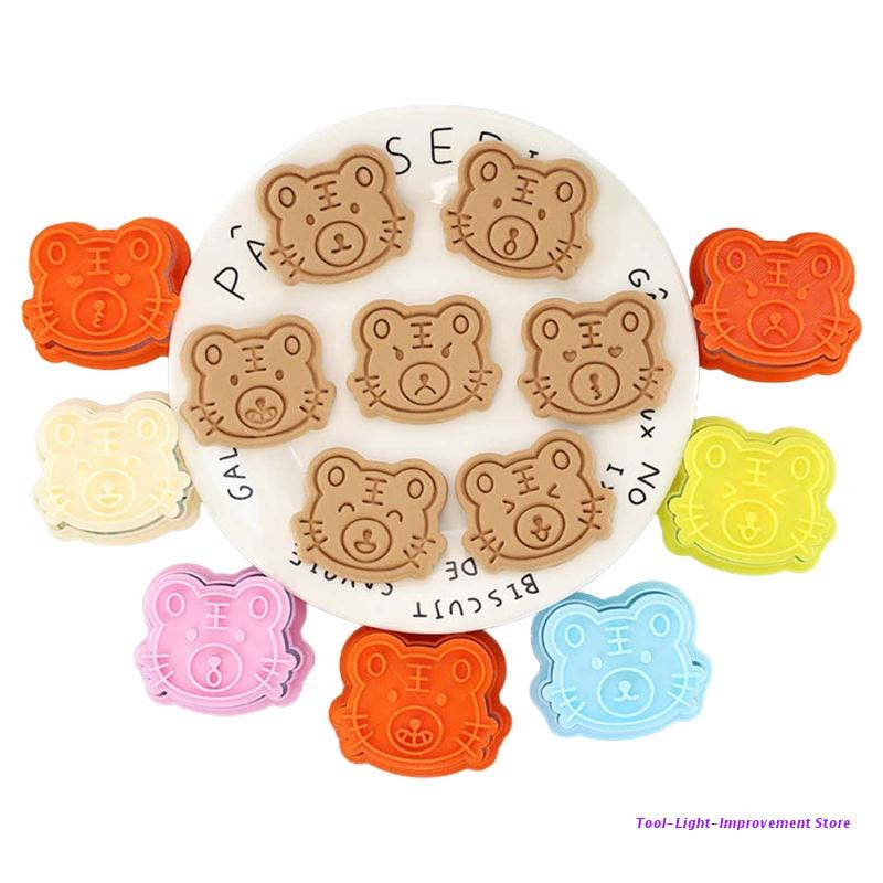C63E-Juego de cortadores de galletas 3D, 2022, forma de tigre del zodiaco, molde para hornear, para el hogar: Tiger emoji