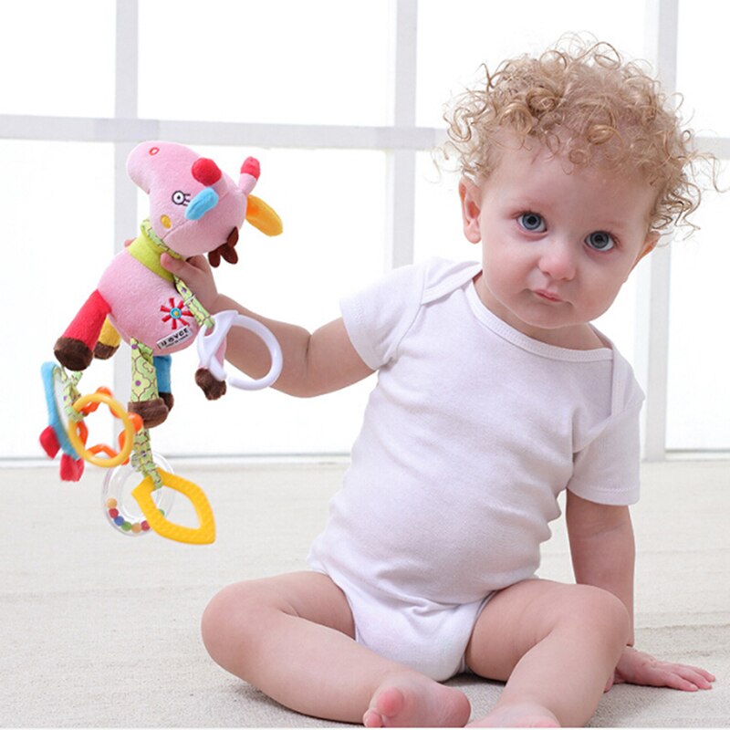 JJOVCE Appena nato Del bambino Della Ragazza del Ragazzo Carino Cotone Appeso Sonagli infantile Del Gufo Animale Orso Scimmia A Mano Campana Giocattolo per Bambini Peluche di Sviluppo regalo