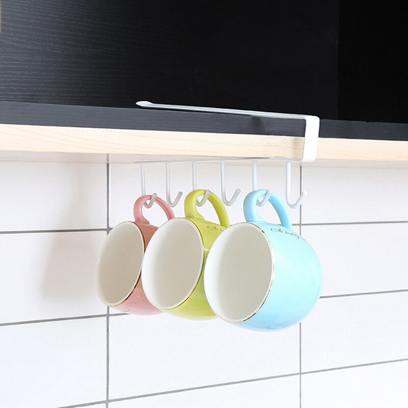 CYSINCOS Cupboard Hanging Hook Rack Kitchen Storage Shelf Organizer Closet Clothes Shelf Glass Mug Holder Wardrobe Hanger