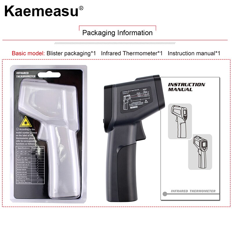 Infrared Thermometer Non-Contact Digital Handheld Pyrometer 1600/1300/1100/750 IR Temperature Instruments LCD Display