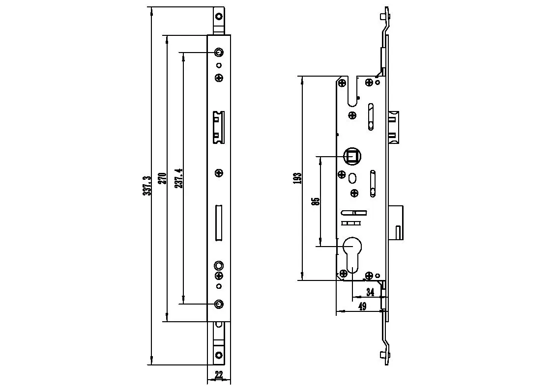 Serie enkelt- og flerpunkts innendørs trehuslåssett tilbehør, sylinderlås og aluminiumsdør: Sølv