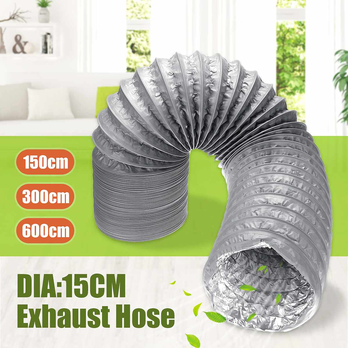 Exhaust Tube 150mm 130mcm 1.5M/3M/6M Flexible PVC Alufoil Exhaust Vent Hose Air Ventilation Exhaust Fan Pipe Kitchen Accessories