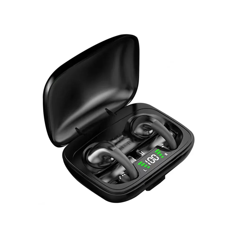 Noise Cancelling Ear-clip Waterproof Bluetooth Earphones Wireless Sports Headphones HiFI Stereo Earphones in-Ear Headphones: Red