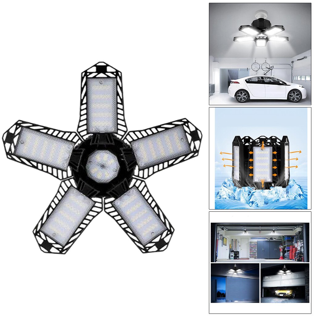 LED Garage Lights Deformable Ceiling Lights Fixture Lamp Warehouse Workshop