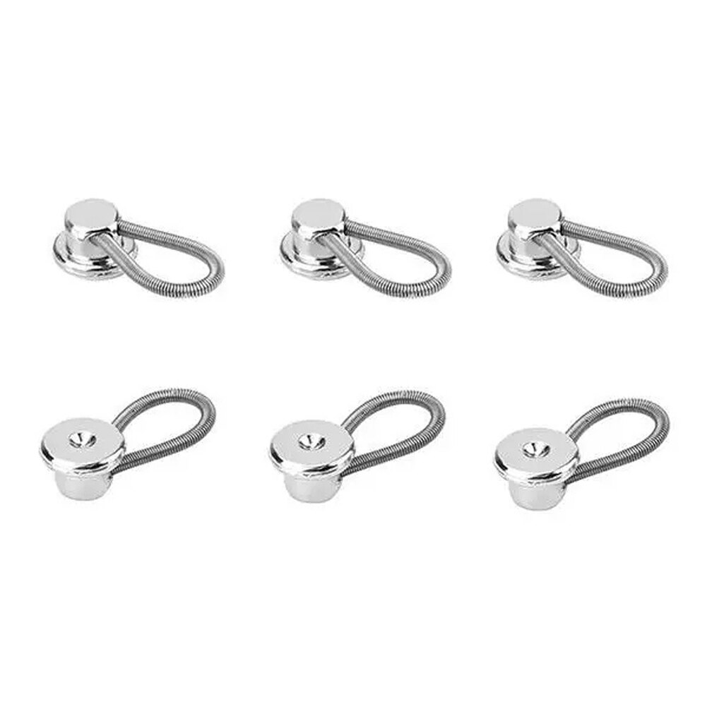6pcs Lengthen Shirt Dress Jeans Collar Extender Neck Expander Trouser Coat Comfy Pants Button Buckle 10mm Lock Flexible