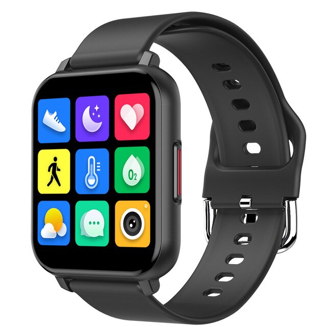 T82 Slimme Horloge 1.55 Inch Full Touch Screen Sport Fitness Smartwatch Mannen Vrouwen Hartslag Bloeddruk Horloge: black