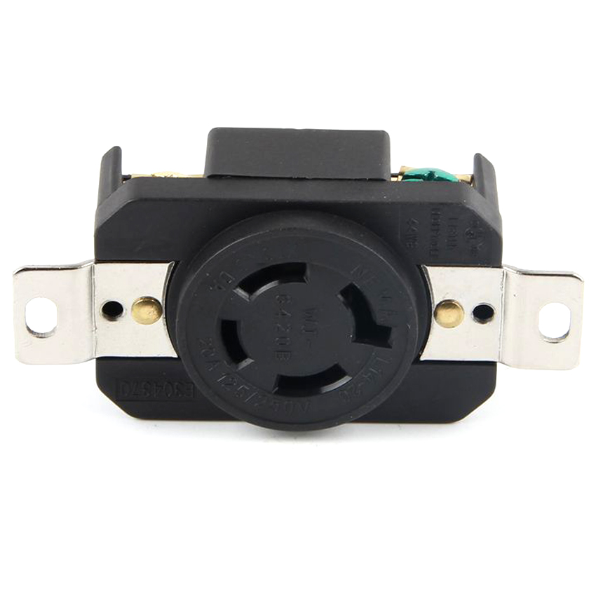 Black UL 20A 250V NEMA L14-20P L14-20R US Locked Receptacle Industry Plug Panel Socket America 4 Pole Wired Connector Plug